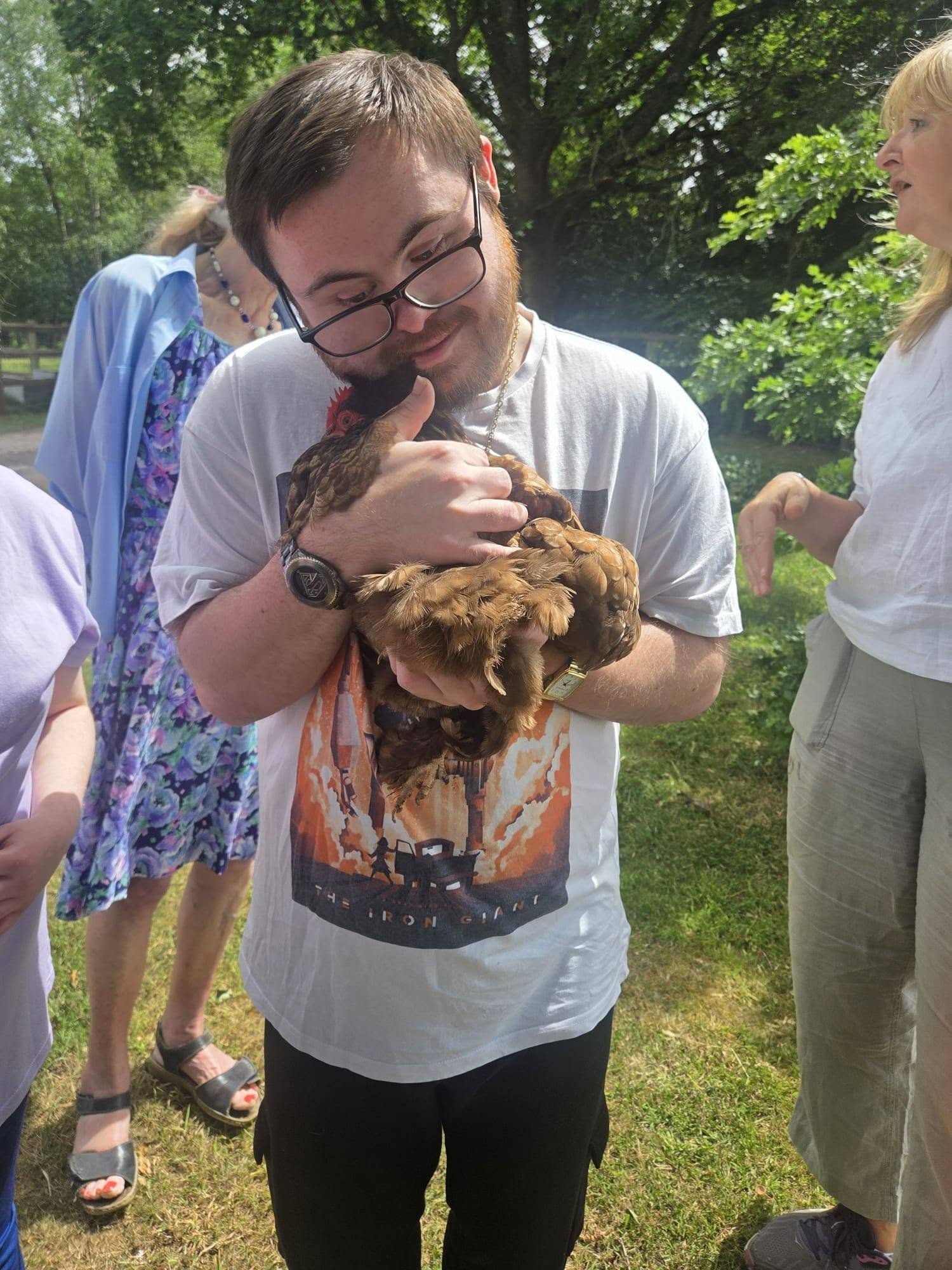 hugging chicken
